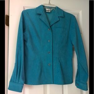 Vintage Gorgeous turquoise top/ jacket Suede like